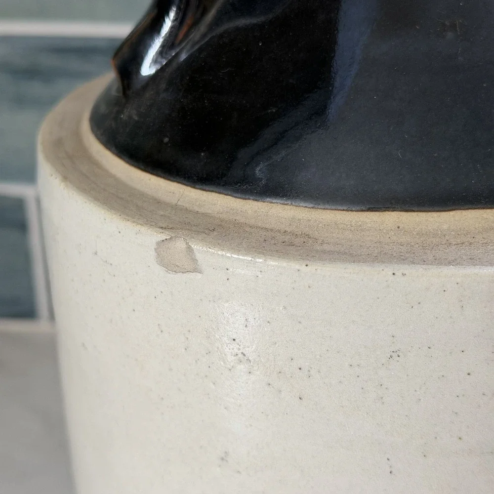 VTG‎ Stoneware Gallon Whiskey Jug Brown/Tan *Hole* Cottagecore Rustic Bar Decor